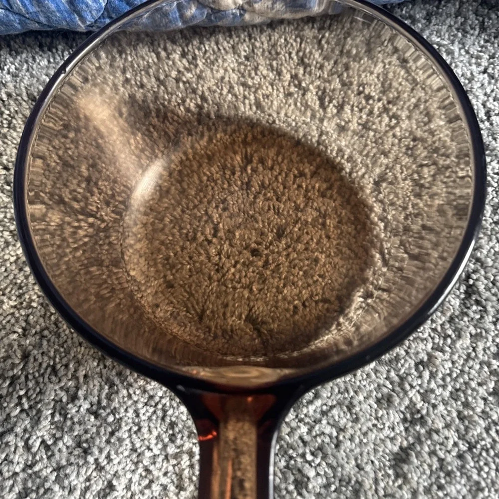 Corning Visions Amber Glass 1.5L Saucepan Pot W/Lid Made in USA Vintage PYREX